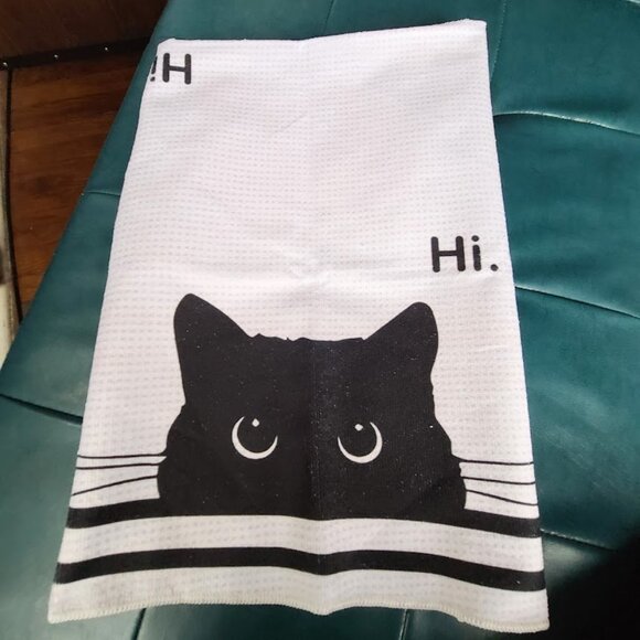 Black Cat Hand Towel Halloween Decor Bathroom Decoration Kitchen Dish Cloth Gift - Picture 1 of 11